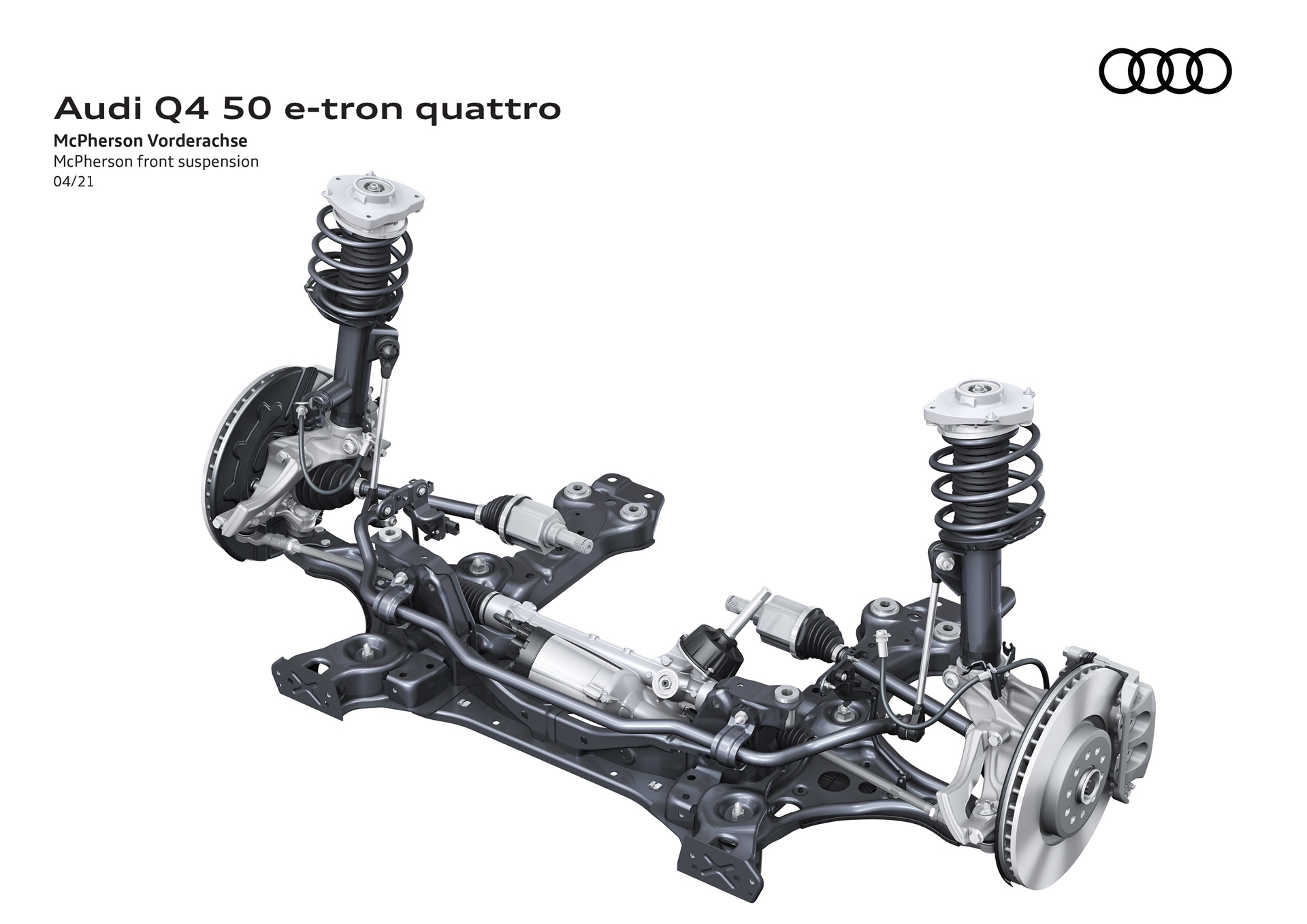 Vista del sistema de suspensión Audi Q4 e-tron.