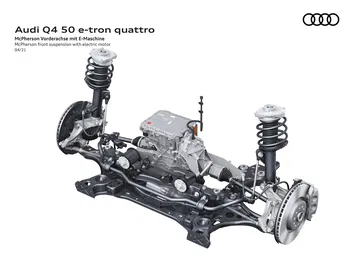 Vista detallada del tren motriz del Audi Q4 e-tron.