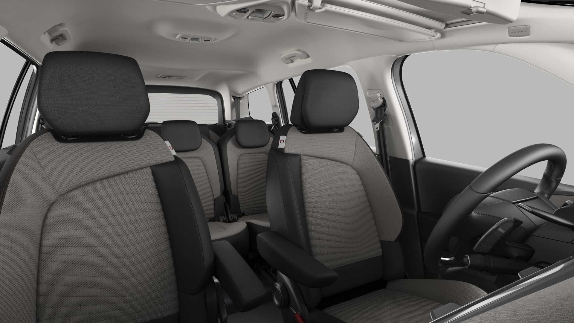 Vista de los asientos delanteros y traseros del Citroën Grand C4 SpaceTourer.