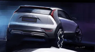 Boceto conceptual del Kia Niro destacando líneas futuristas