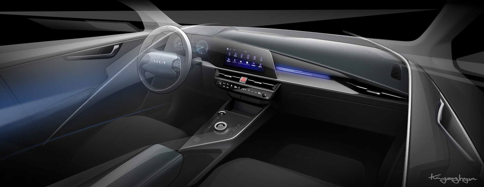 Vista del cuadro de mandos digital y avanzado del Kia Niro.
