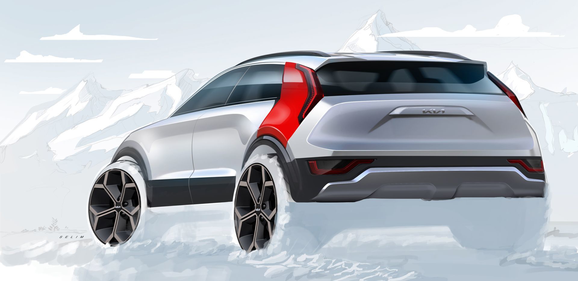 Vista de perfil y trasero del Kia Niro, destacando su moderna línea de diseño