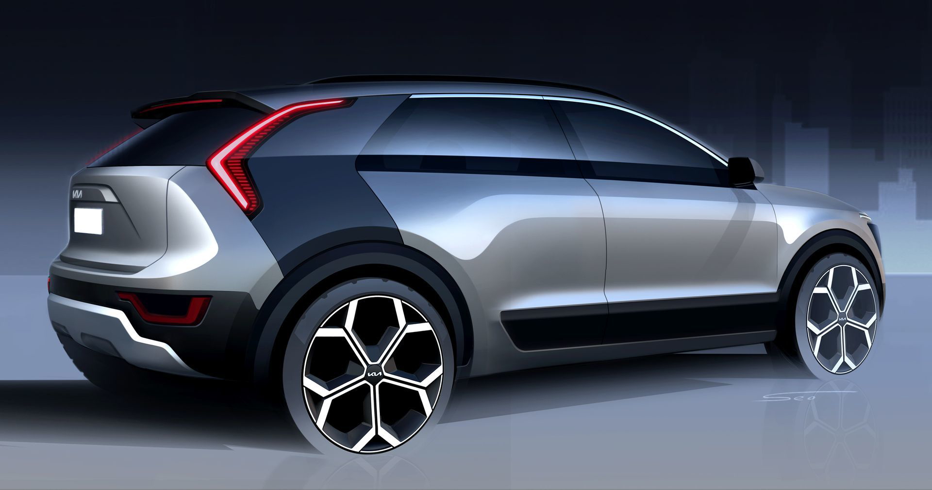 Vista lateral del Kia Niro resaltando su línea dinámica y moderna.