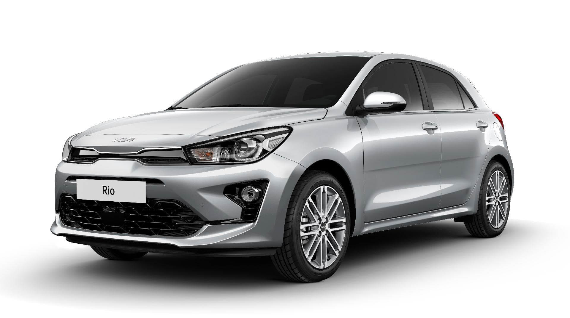 Vista donde destaca la parrilla frontal y el diseño lateral del Kia Rio.