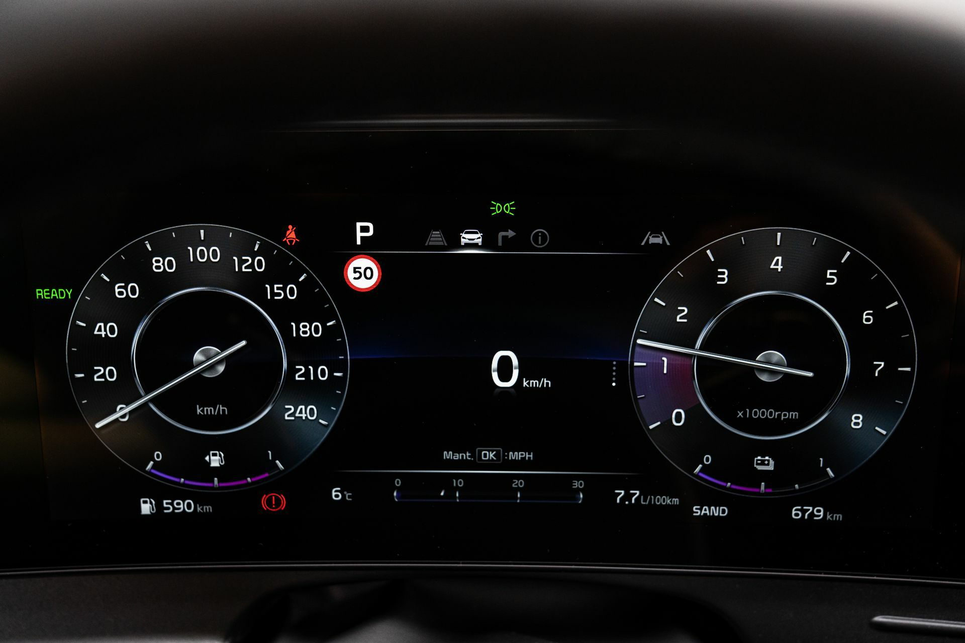 Vista del cuadro de instrumentos digital del Kia Sportage.