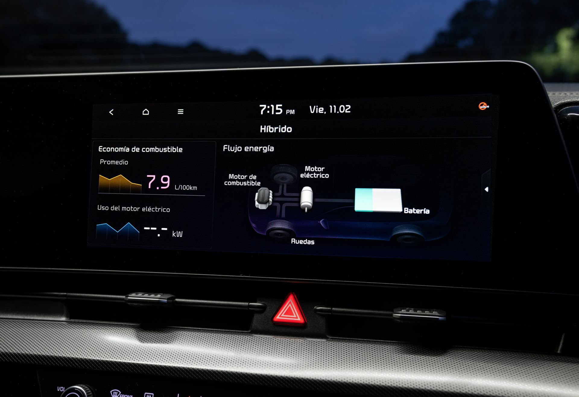 Vista del sistema de infotainment del Kia Sportage.
