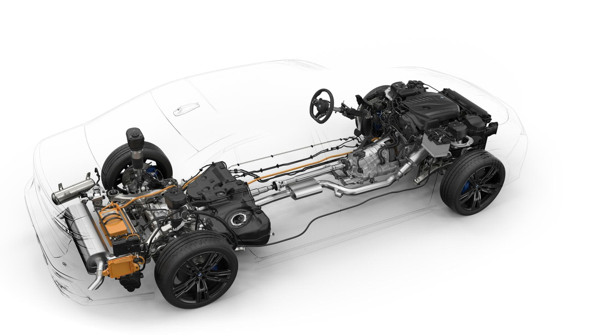 Chasis del BMW Serie 7 destacando su tecnología y diseño.
