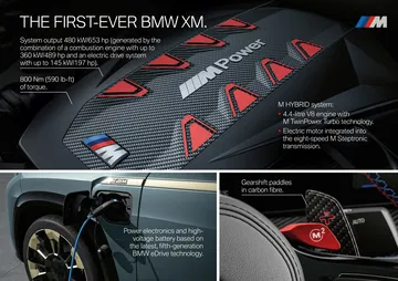 Detalle del motor BMW XM con realces en rojo característicos de la gama M Performance.