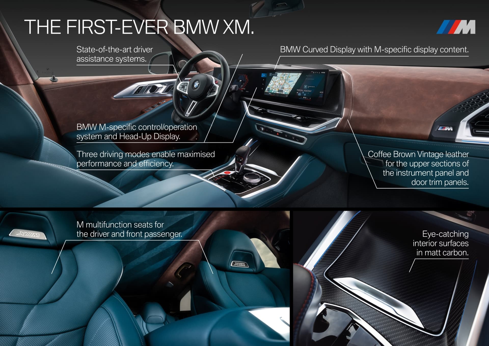 Acabados de alta calidad y diseño vanguardista caracterizan al BMW XM.