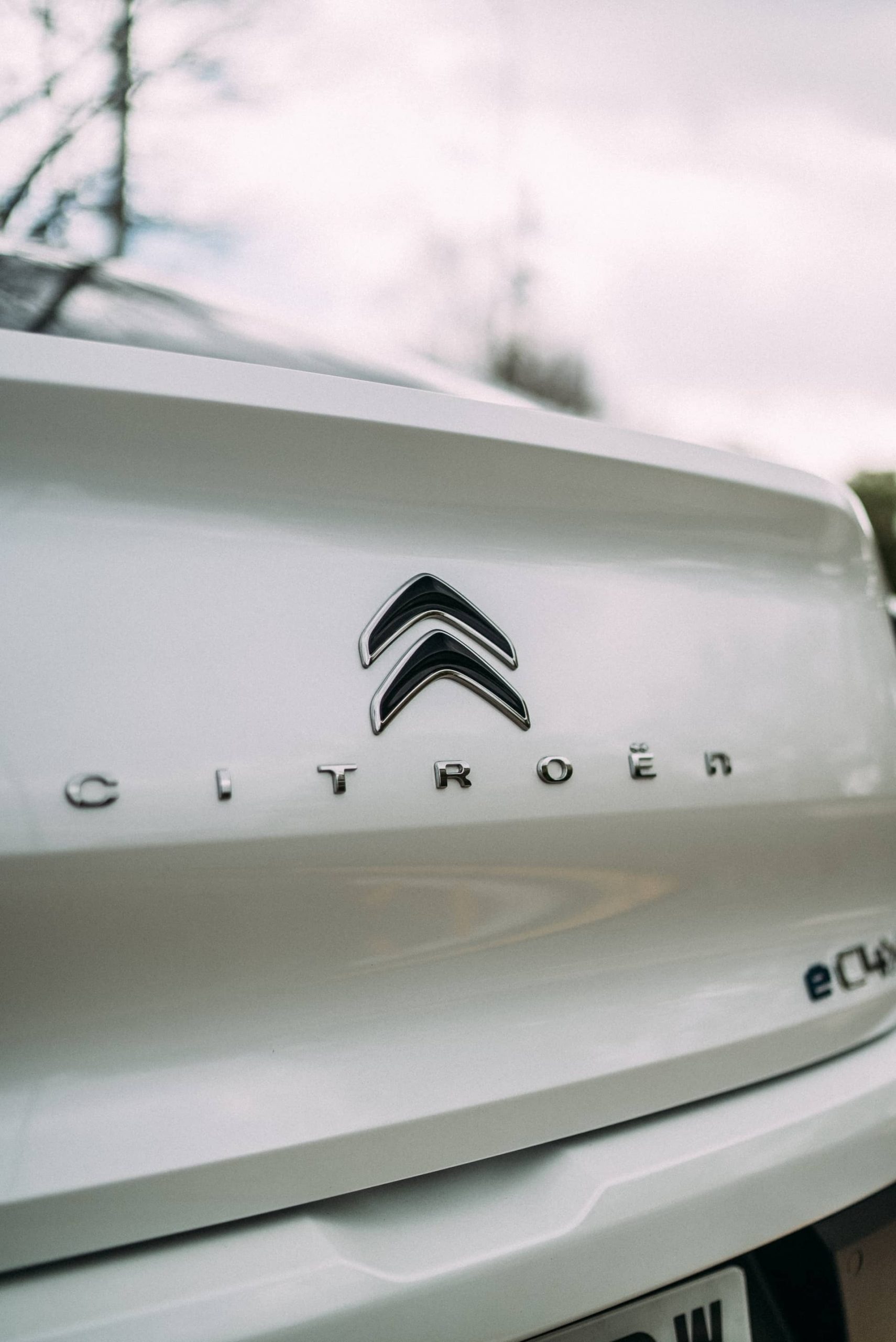 Vista del emblema distintivo de Citroën en la zaga.