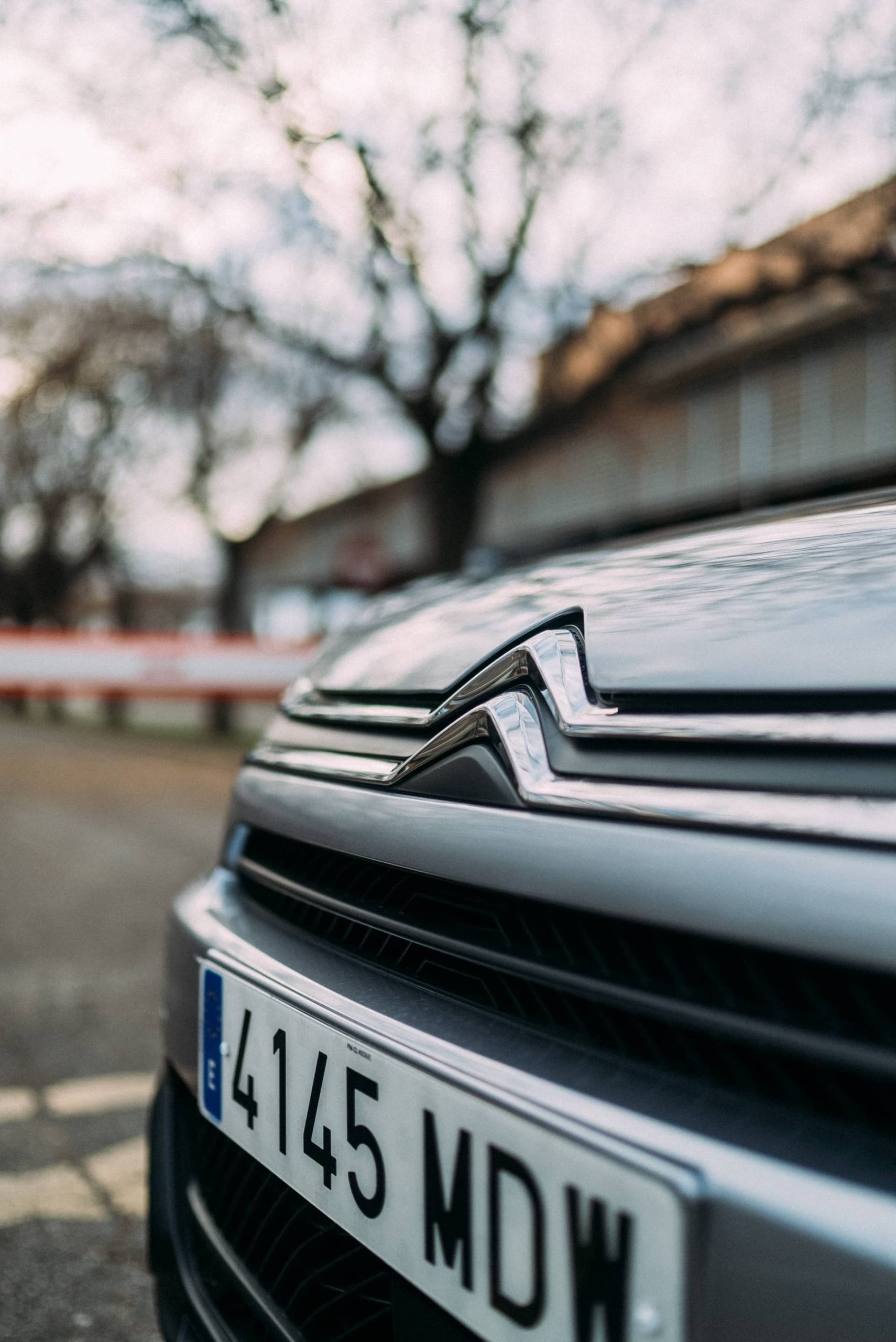 Vista en detalle del emblema y parrilla frontal del Citroën C4 X.