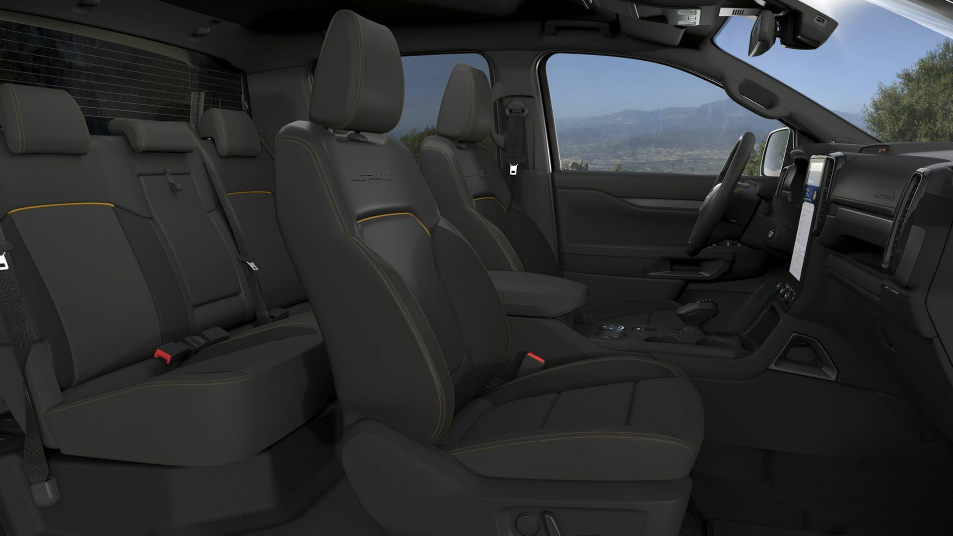 Vista interior del Ford Ranger destacando la calidad y diseño de los asientos.