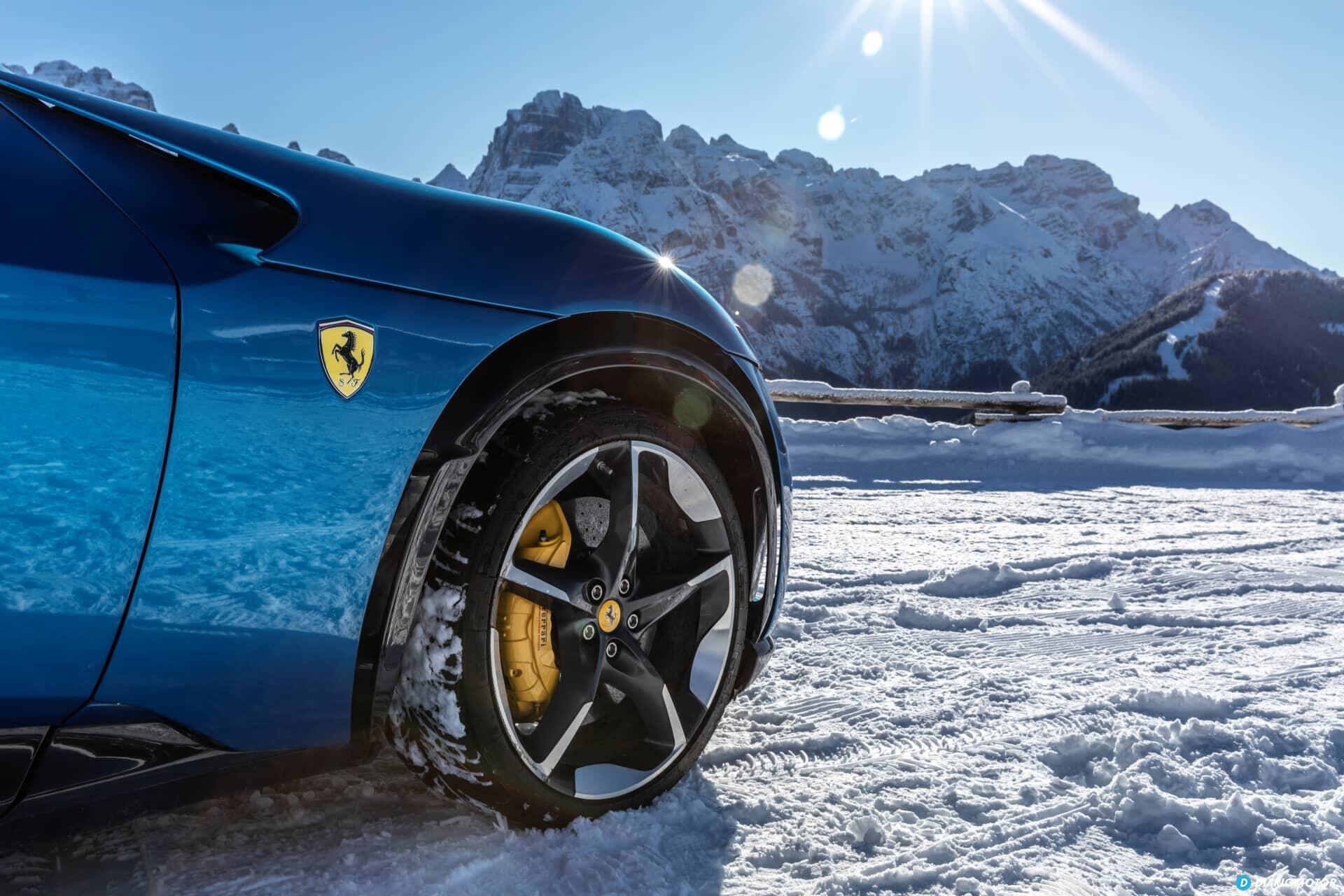 Vista lateral de la rueda con detalle en condiciones invernales