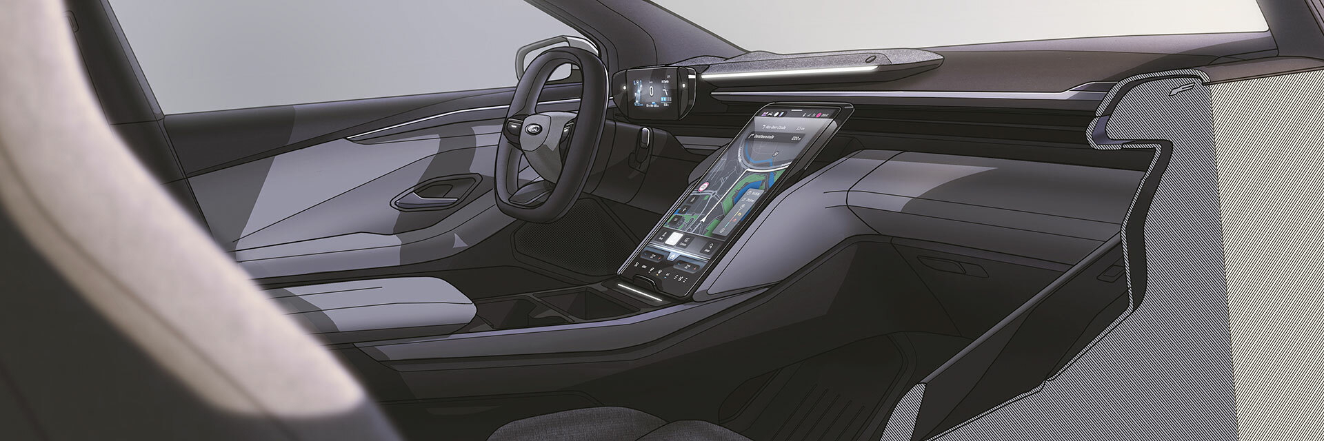 Vista detallada de la consola central con acabados de primera calidad.