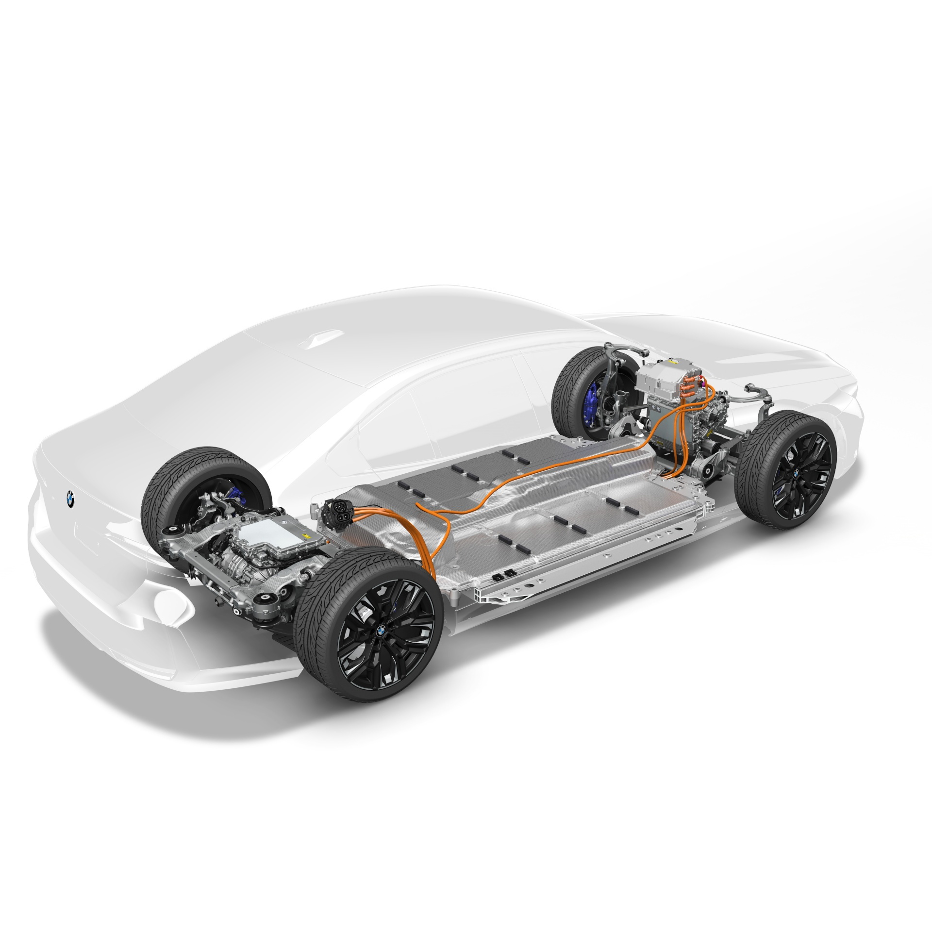 Visión del chasis BMW Serie 5 que muestra la disposición y elementos mecánicos.