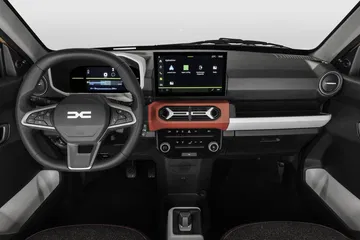 Vista central del volante y sistema multimedia del Dacia Spring.