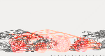 Delineado lateral de un coche deportivo, mostrando la aerodinámica y diseño de chasis.