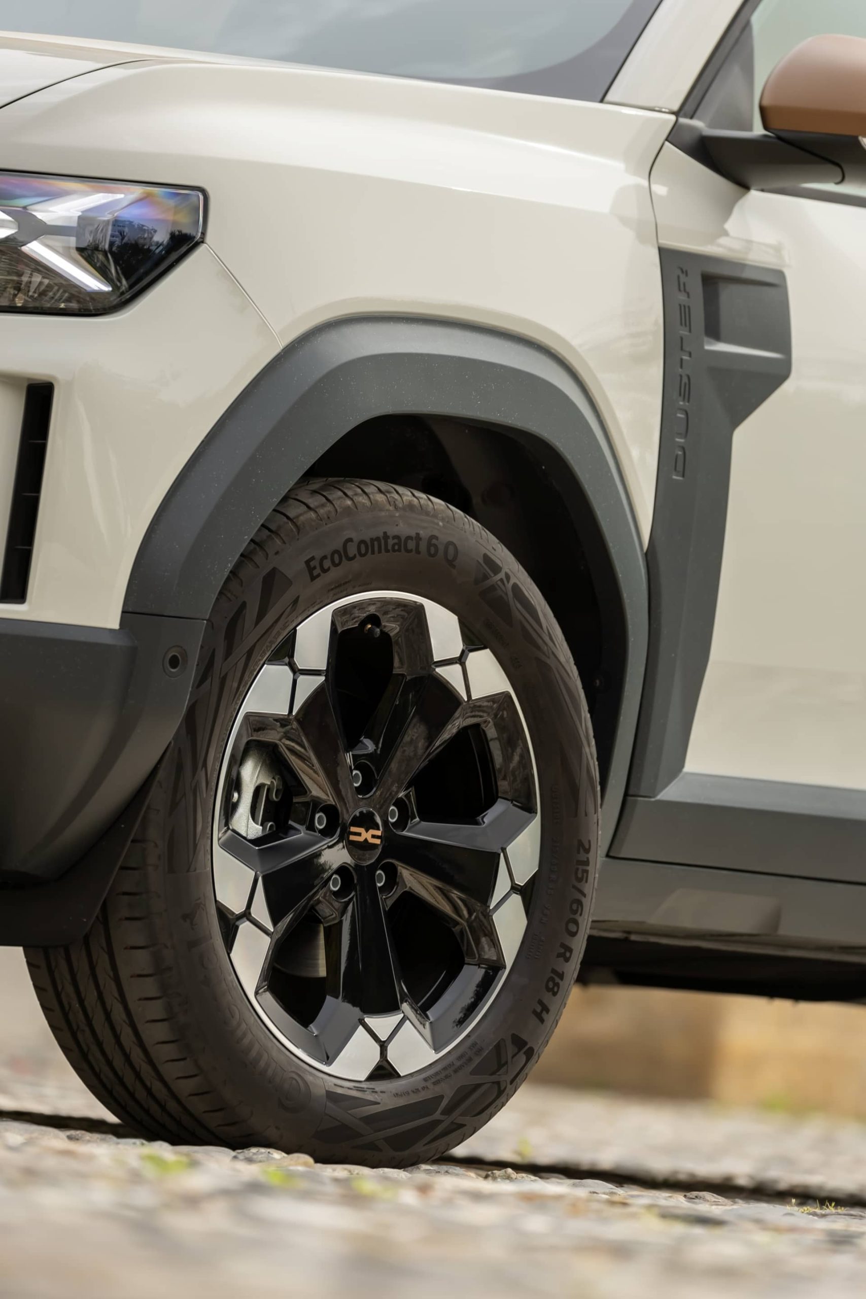 Vista de la rueda de un Dacia Duster, mostrando el diseño de la llanta.