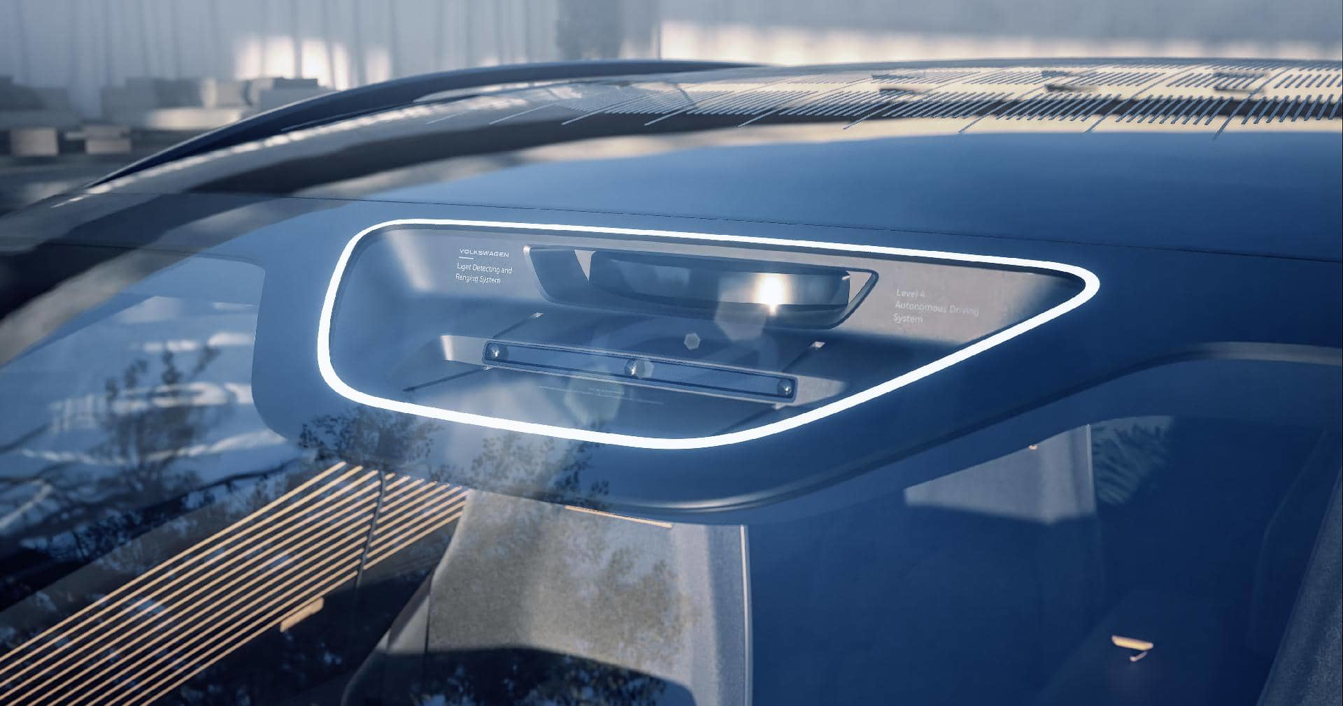 Vista de un elemento de iluminación distintivo en el exterior del vehículo.