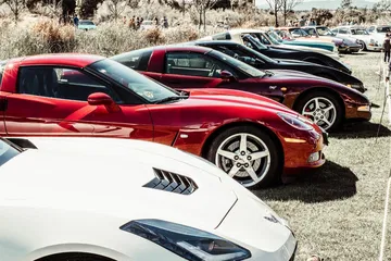 Vista lateral de Corvette en reunión de entusiastas, destaca diseño atemporal.