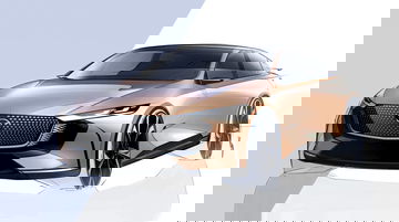 Vista conceptual delantera y lateral del Mazda EZ-6, destacando su elegante diseño.