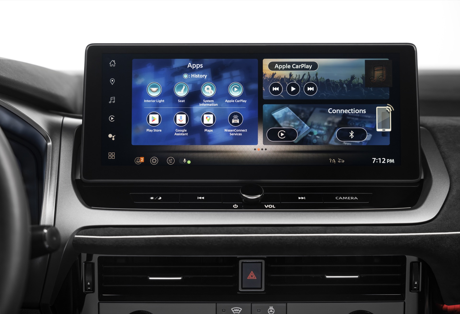 Vista del sistema de entretenimiento en el Nissan Qashqai 2024 con pantalla táctil.