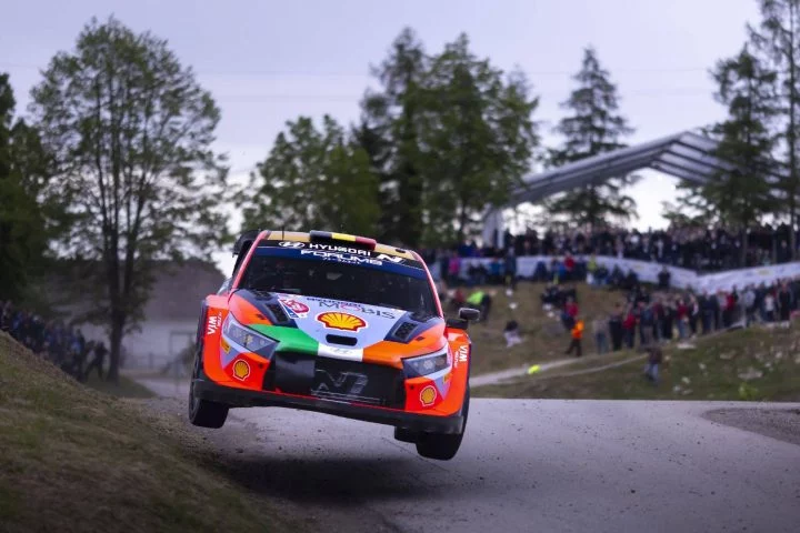 Vehículo Hyundai en acción durante el Rally de Croacia, TC18.