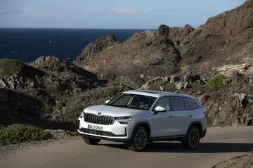 El Skoda Kodiaq 2024 capturado en un entorno natural, mostrando su perfil lateral completo.