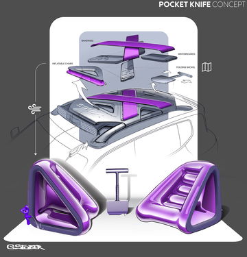 Concepto de diseño futurista Smart Concept 5 con elementos modulares y colores vibrantes.