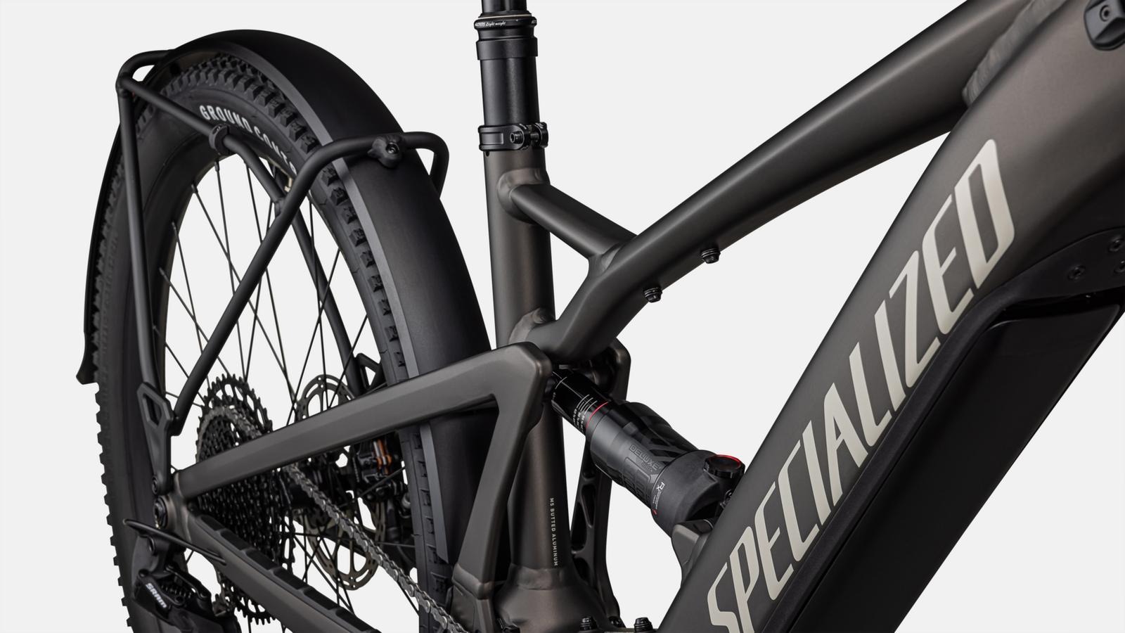Vista lateral del cuadro y sistema de transmisión de la e-bike Specialized Turbo Tero 4.0.