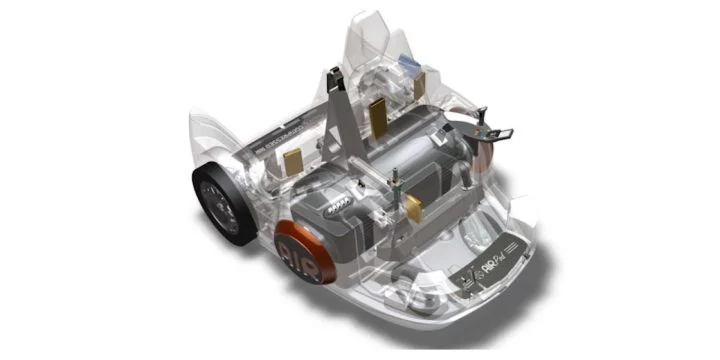 Vista esquemática del sistema de motor de aire comprimido de un vehículo Tata