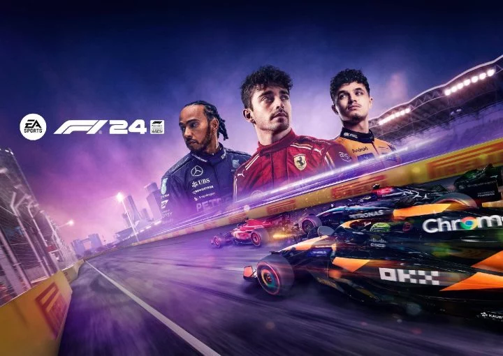 Portada del videojuego F1 24 de EA Sports con pilotos y monoplazas en pista.
