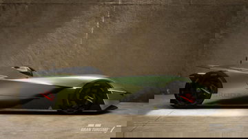 Visión lateral de un conceptual Skoda Vision GT destacando su diseño aerodinámico y futurista.