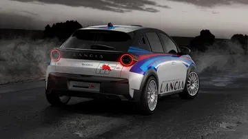 Lancia Ypsilon HF, vista trasera y lateral en acción.