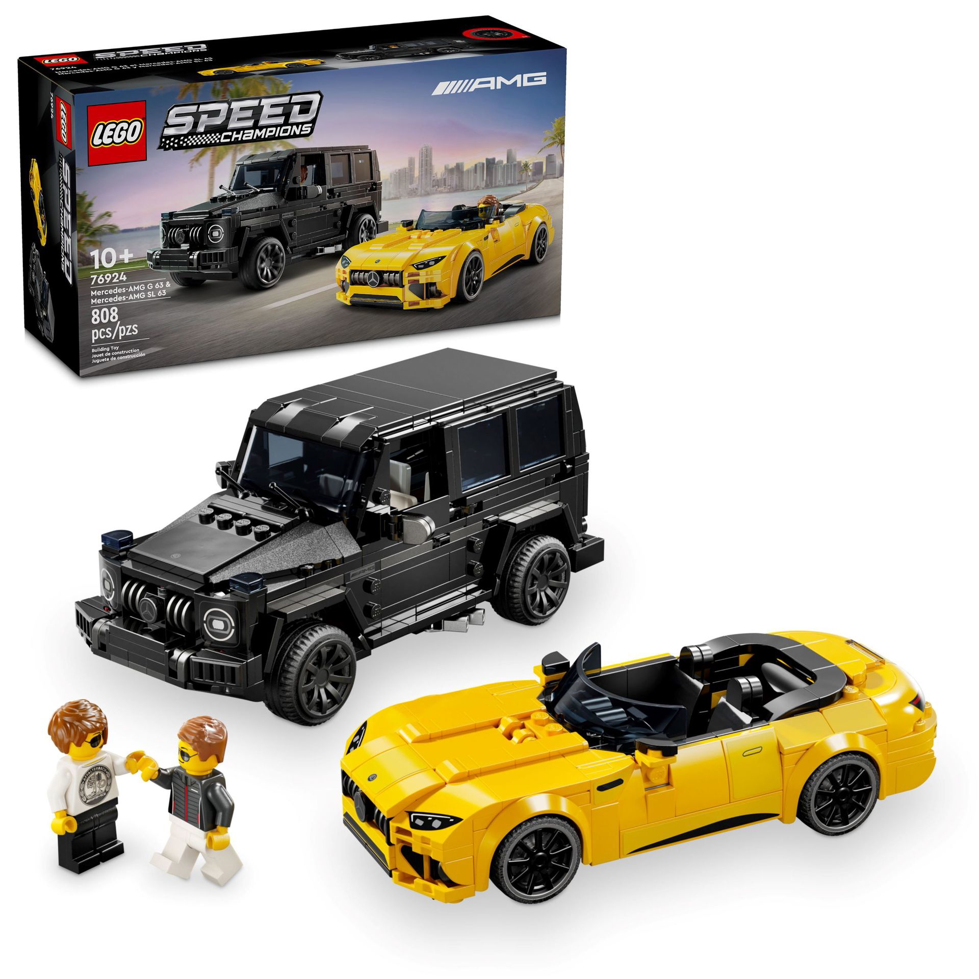 Representación en Lego del Mercedes-AMG G 63 y del deportivo Mercedes-AMG GT.