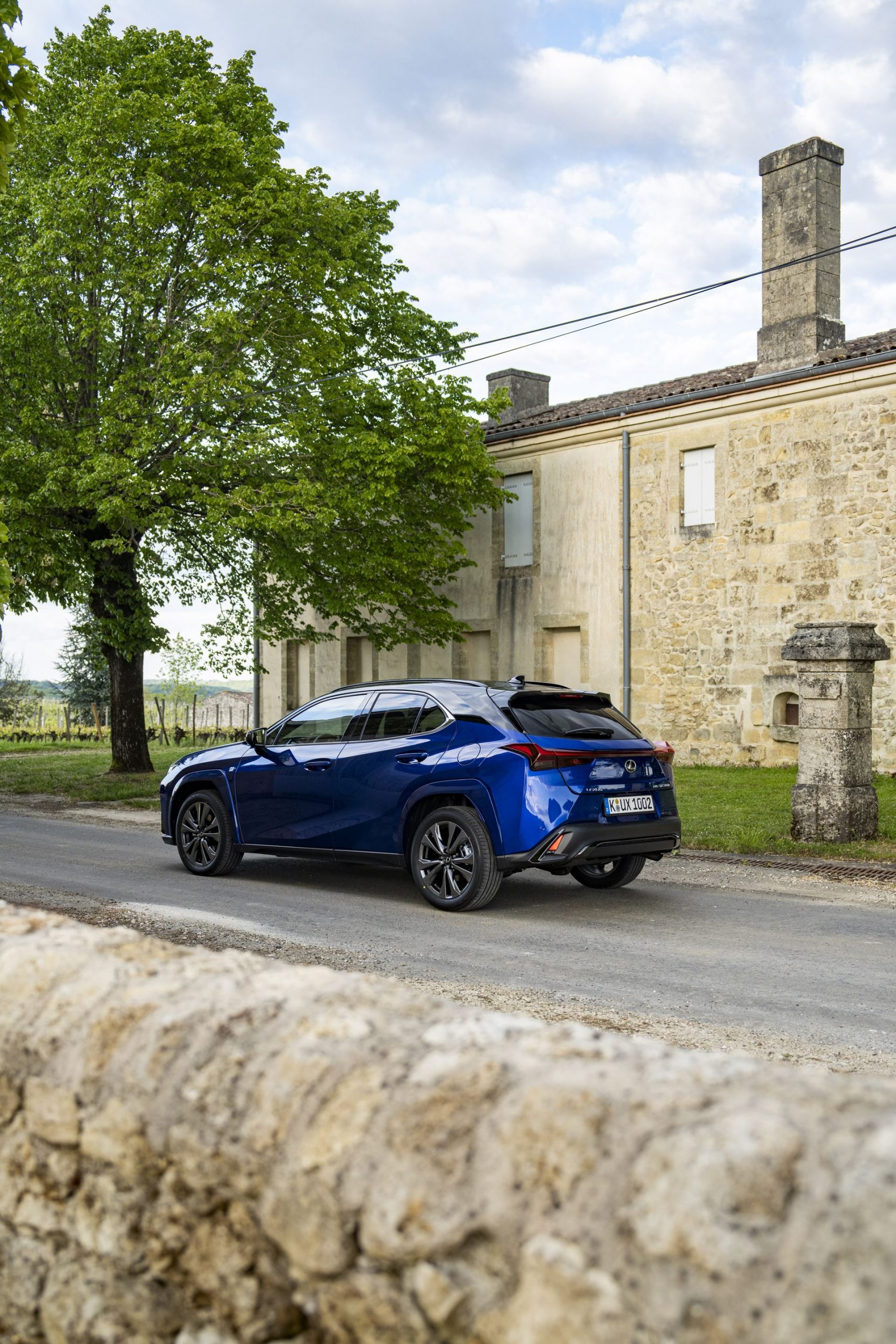 Vista lateral del Lexus UX 300h, mostrando su línea deportiva y aerodinámica