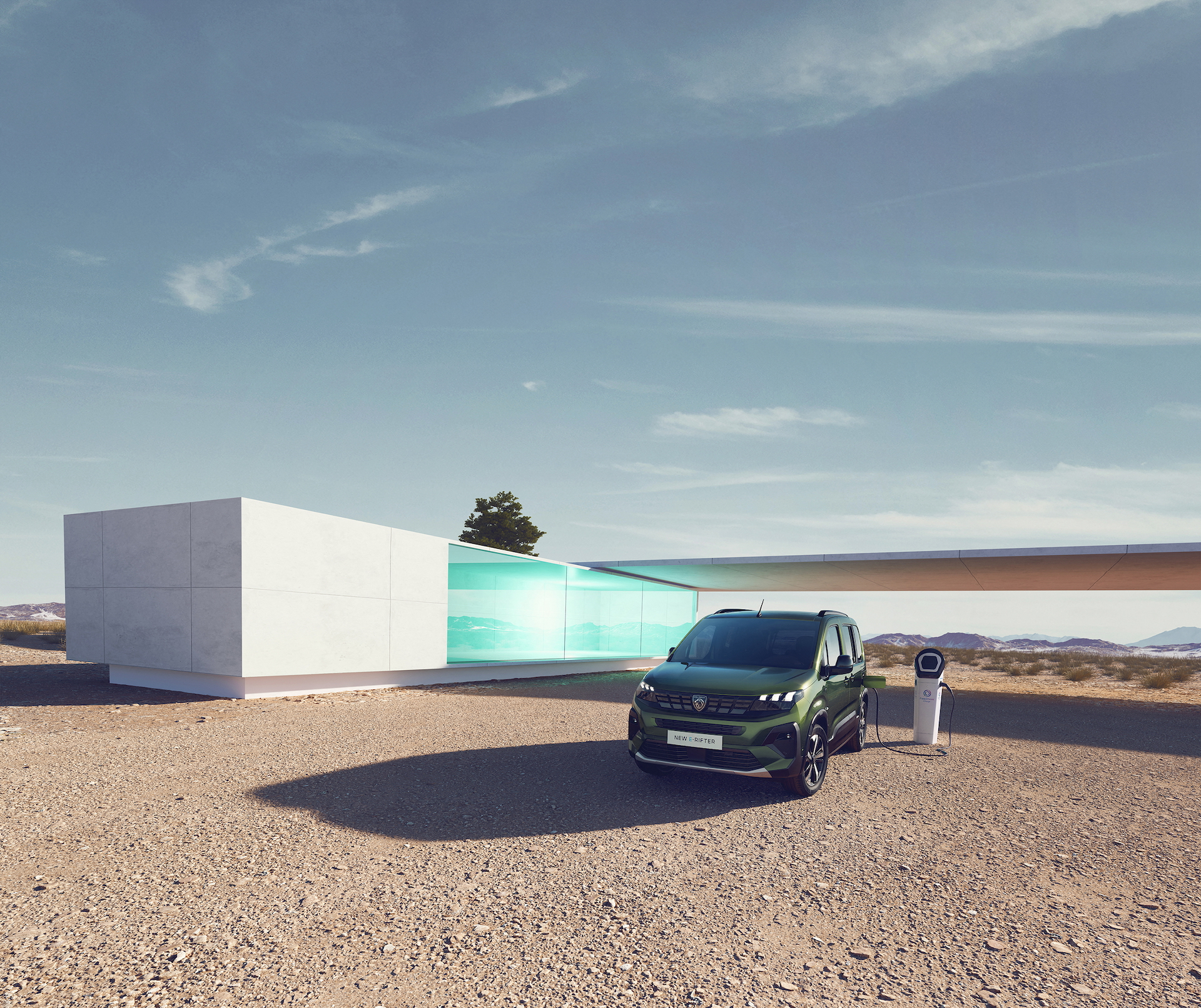 Nueva Peugeot Rifter 2024 estacionada frente a arquitectura moderna, destacando su diseño renovado.