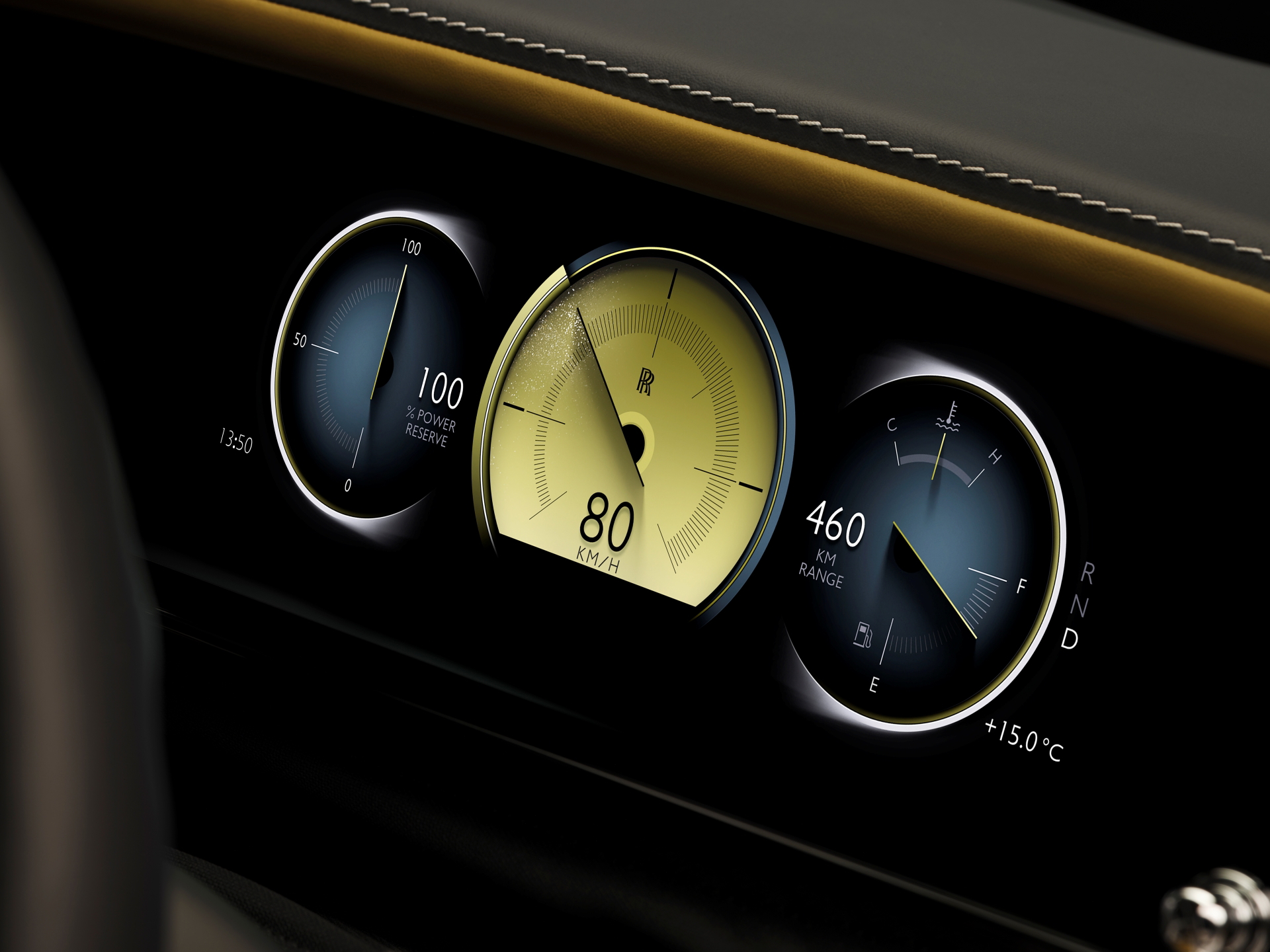Vista de la exquisita instrumentación analógica del Rolls-Royce Cullinan 2024