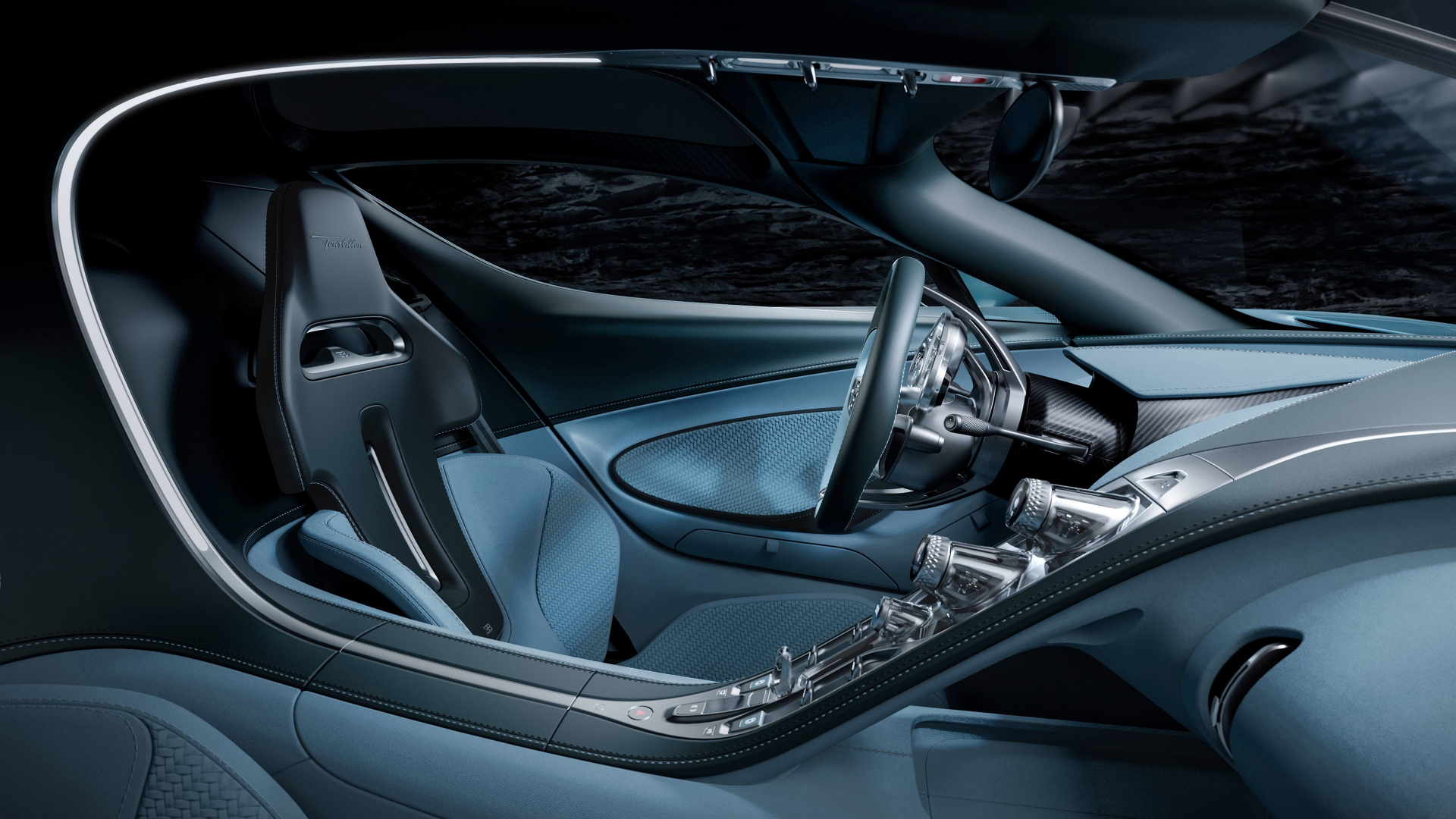 Vista detallada del exquisito interior del Bugatti Tourbillon.