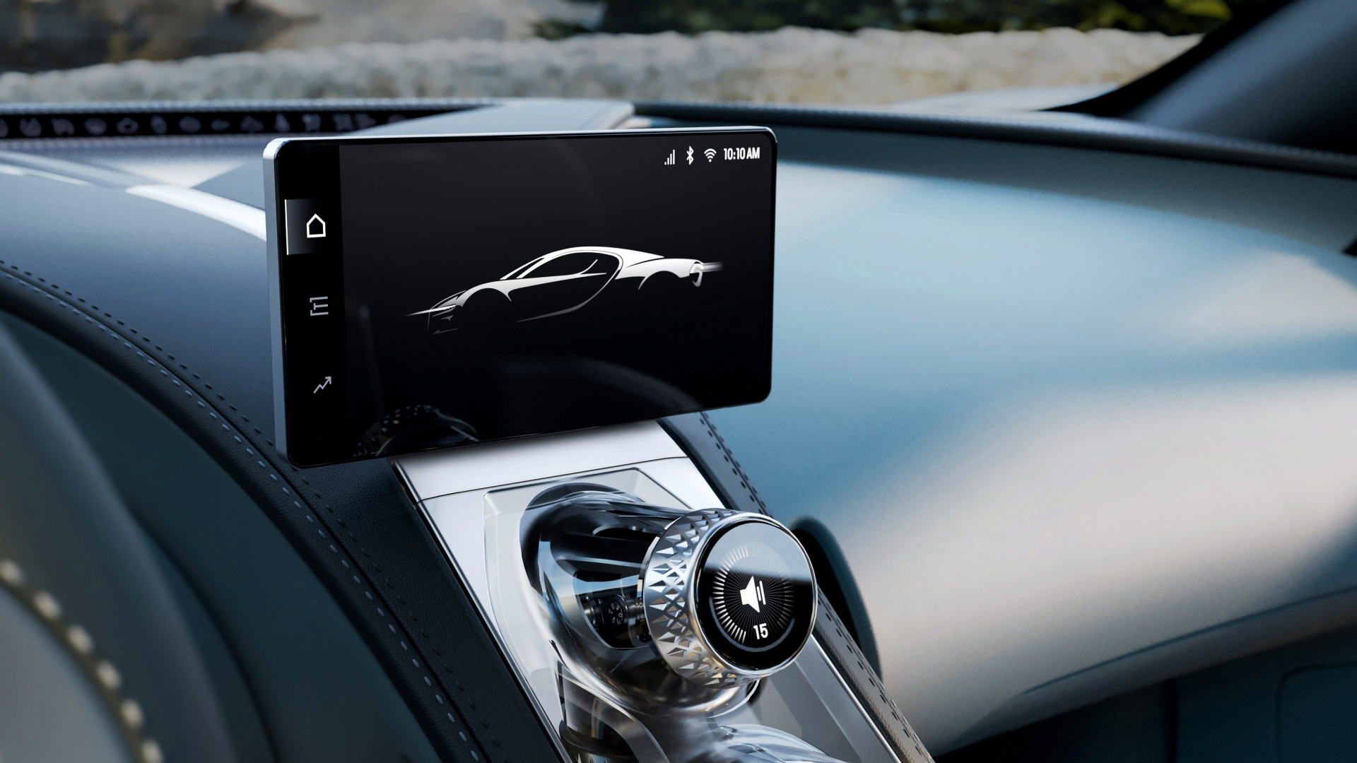 Panel de instrumentos digital del Bugatti Tourbillon con acabados de alta gama.