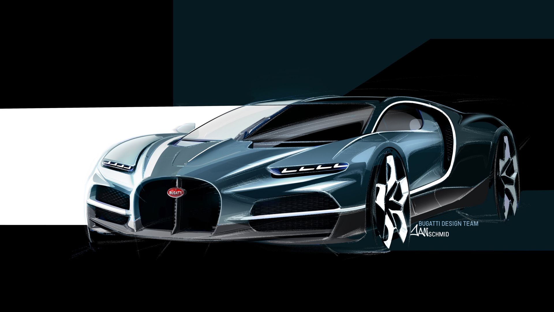 Silueta lateral del Bugatti Tourbillon, mostrando su aerodinámica