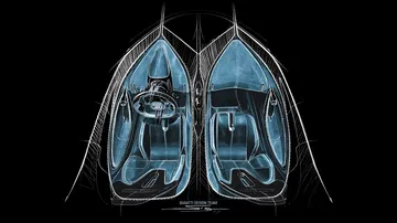 Vista de la majestuosa planta motriz del Bugatti Tourbillon 2024, una obra maestra mecánica.