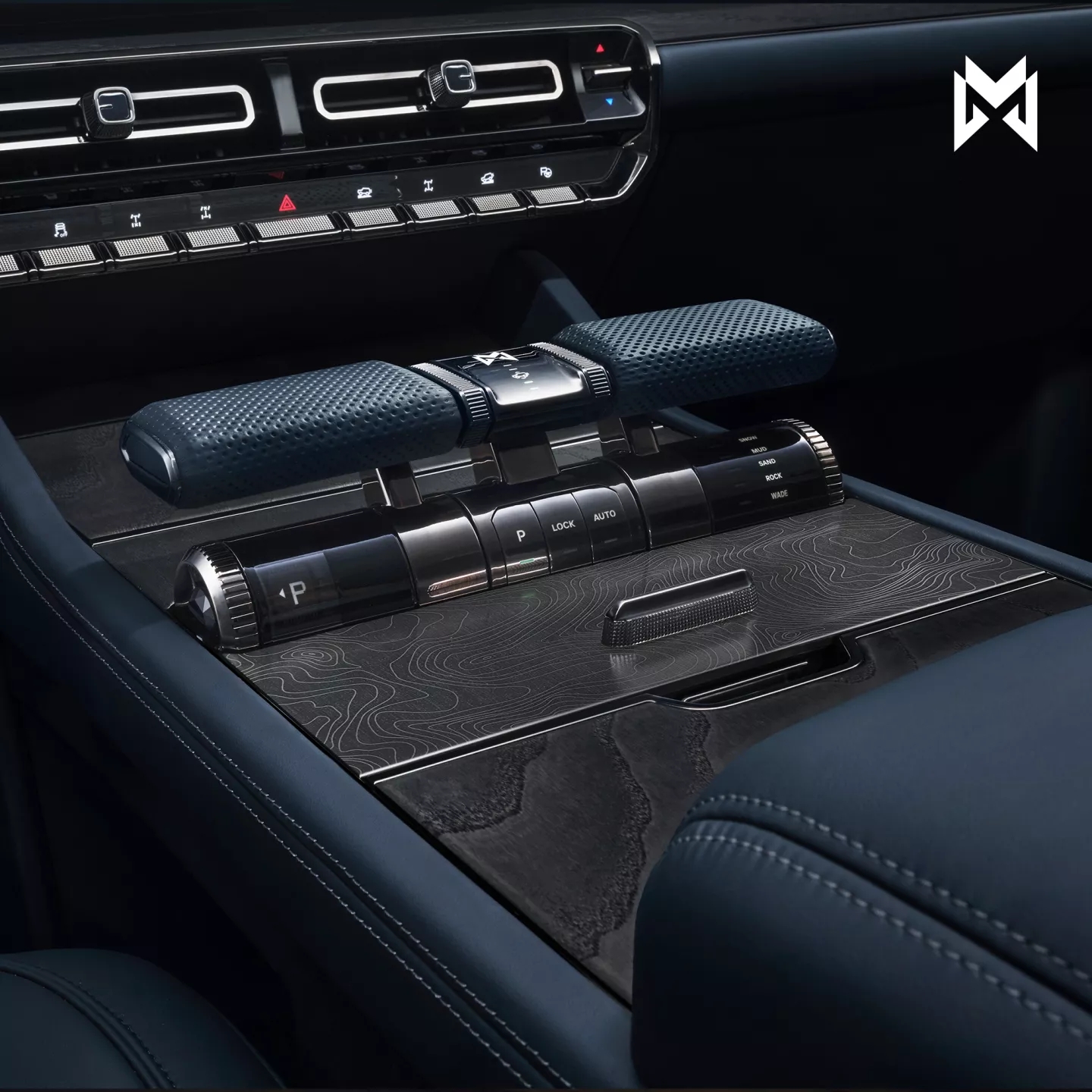 Vista del impresionante panel de control central del Dongfeng M-HERO.