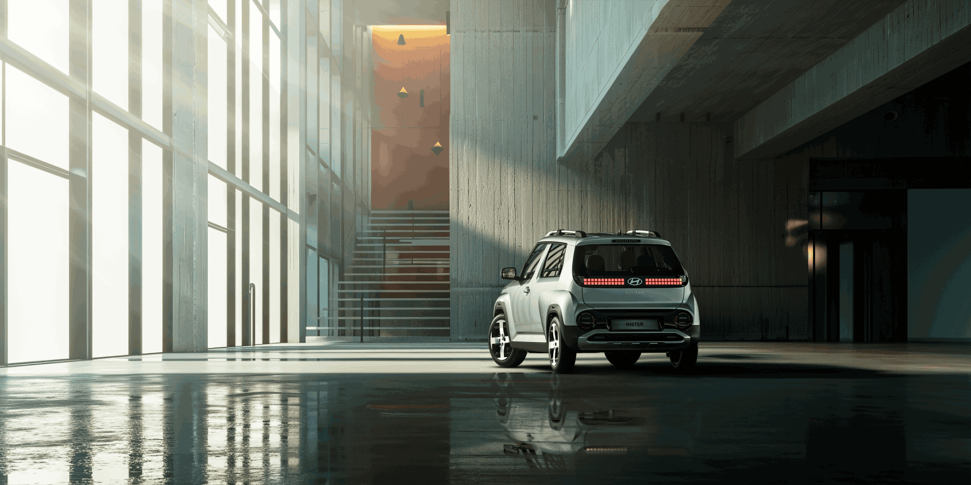 Perfil del Hyundai Inster con diseño robusto y aventurero.