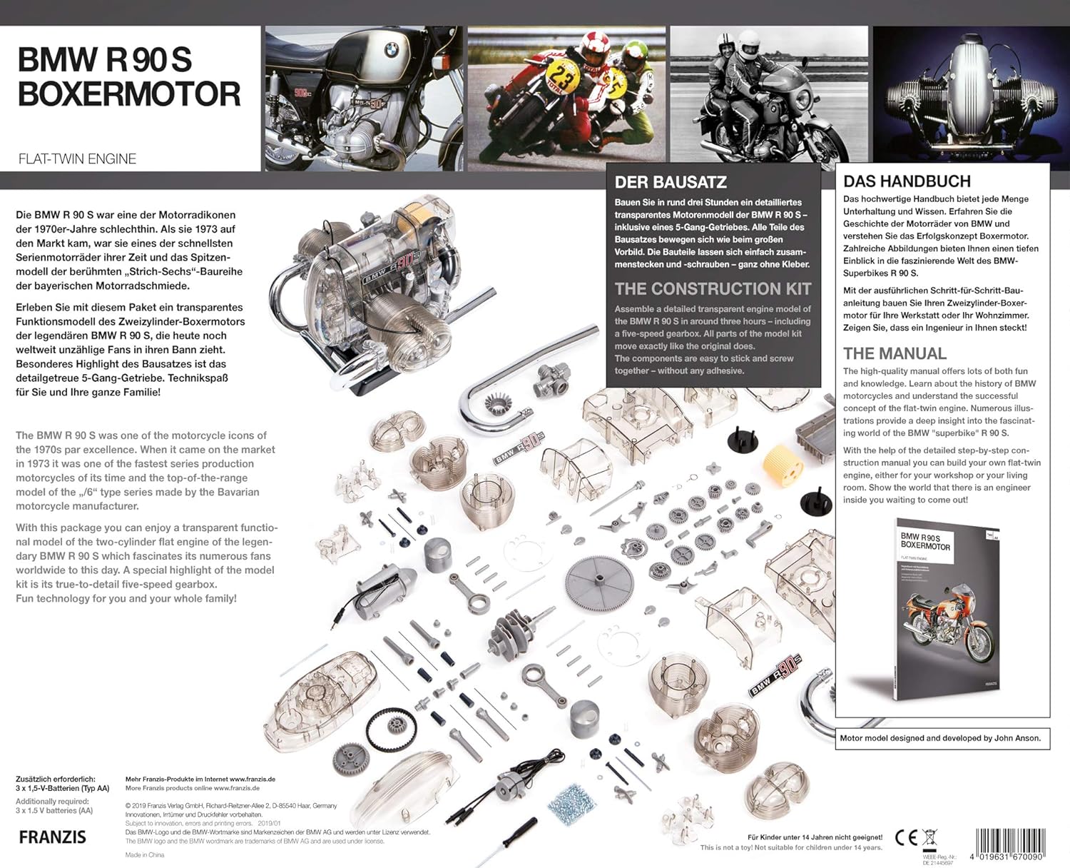 Réplica a escala del icónico motor bóxer BMW R 90 S.