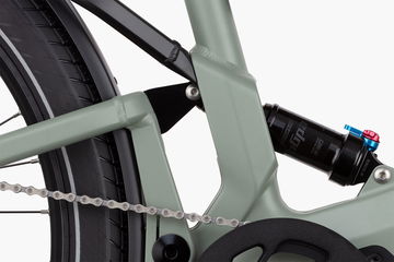 Vista parcial del mecanismo de la ebike de alta gama.