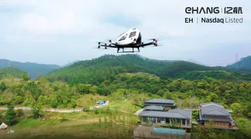 Taxi volador autónomo surcando los cielos en pruebas en China