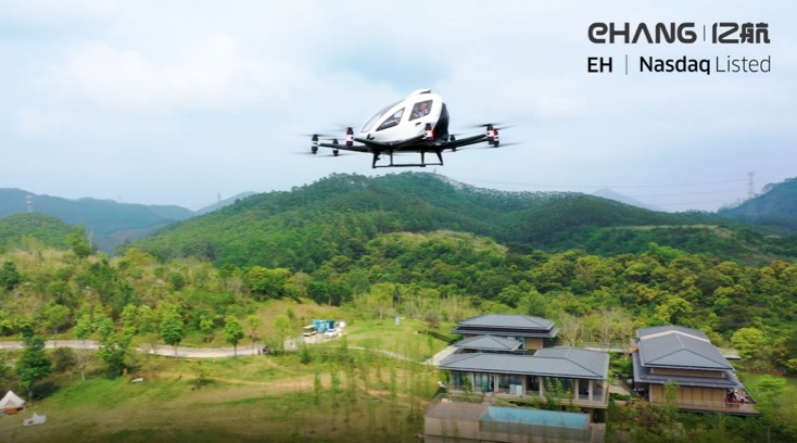 Taxi volador autónomo surcando los cielos en pruebas en China