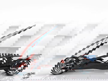 Visión conceptual de un vehículo híbrido entre coche y moto del 2004