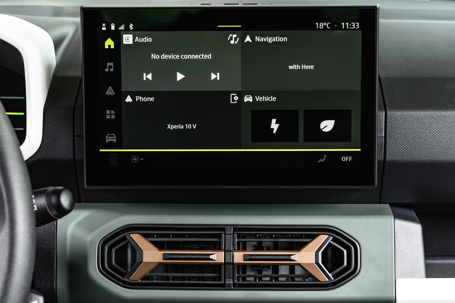 Vista central de la pantalla multimedia del Dacia Spring 2024